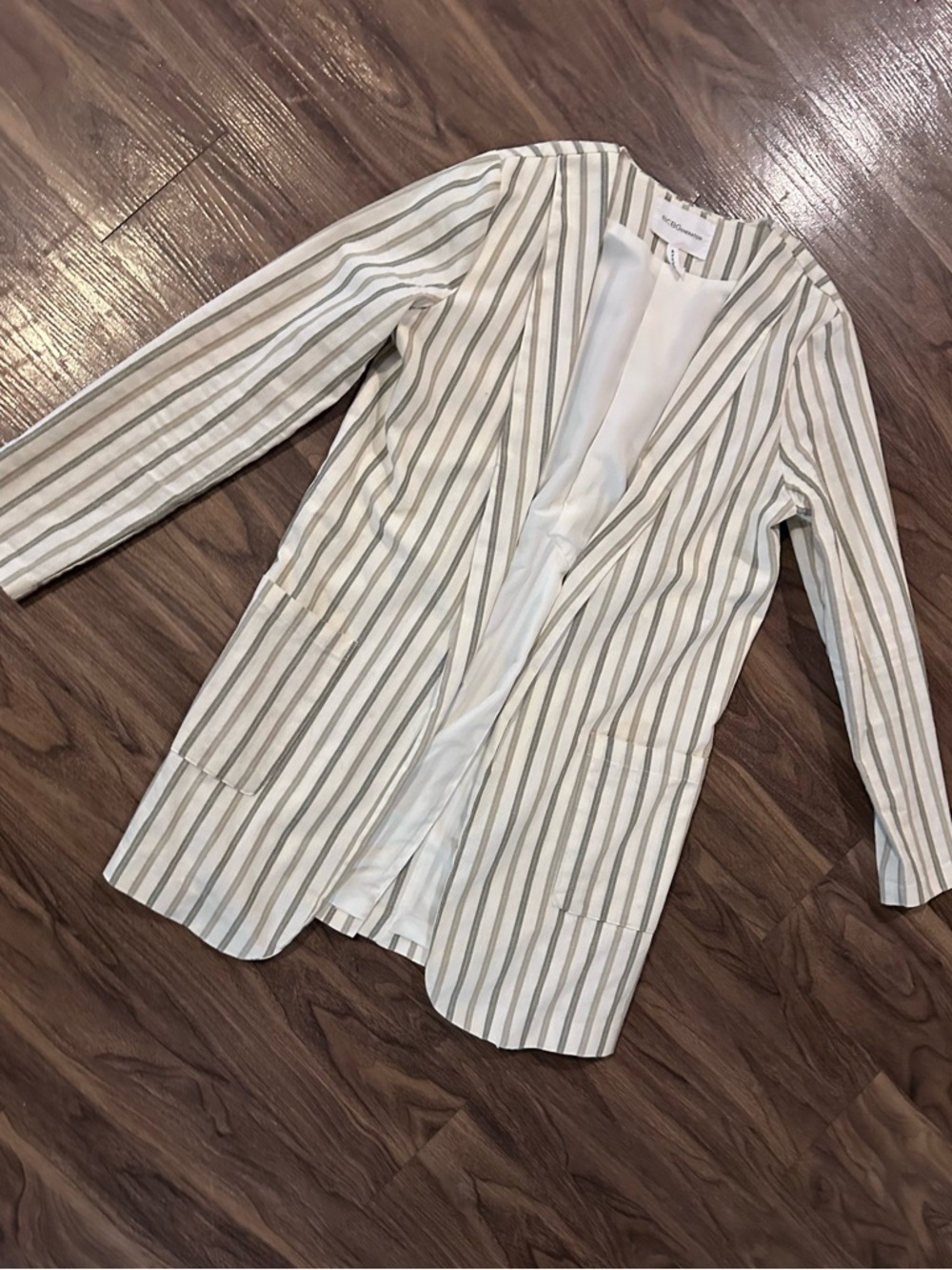 BCBGeneration Beige Striped Blazer For Women Size M Gently Used